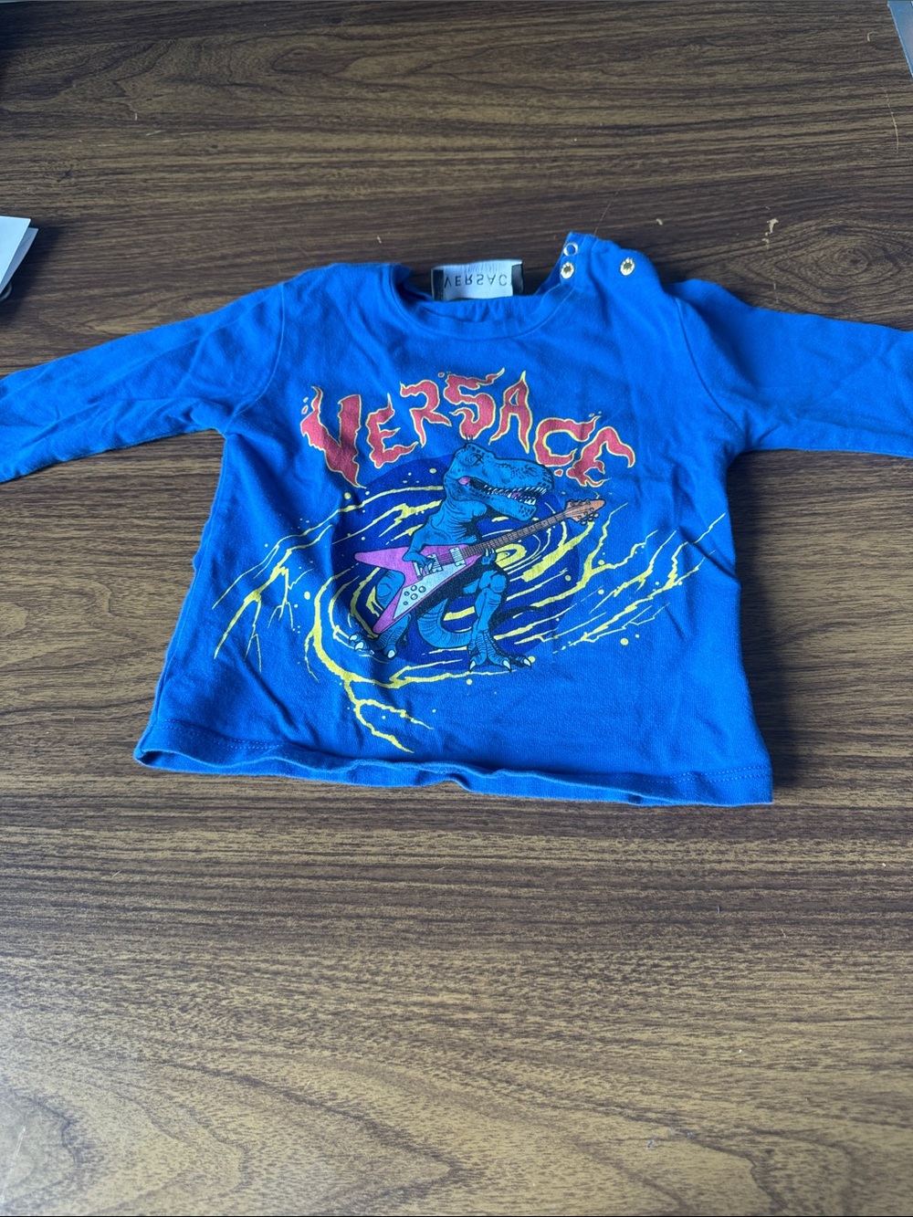 Versace Bright Blue Graphic Long-Sleeve Kids Tee